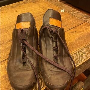 Louis Vuitton Dark Brown Leather Lace-Up Sneakers